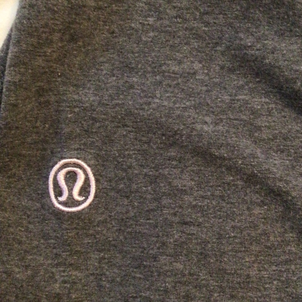 lululemon athletica Dark Gray Track Pants with Light Pink Logo